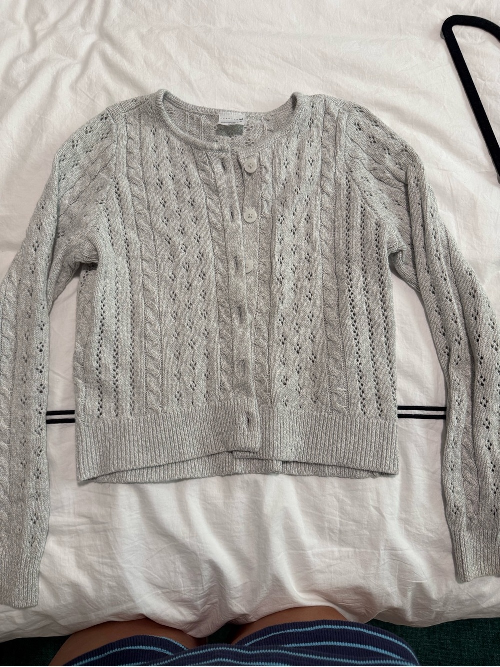 abercrombie kids Light Gray Pointelle Button-Front Cardigan